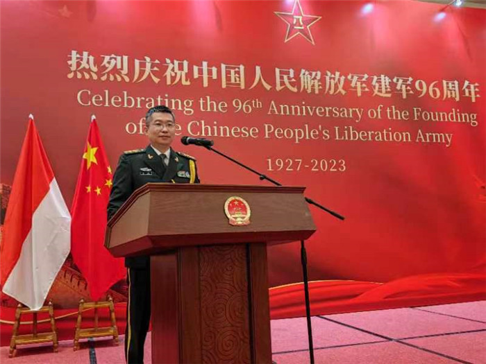 圖為徐勝武官致辭。中國駐印度尼西亞使館供圖