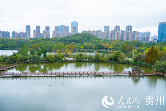 秋日時(shí)節(jié)，觀山湖公園景色美不勝收。人民網(wǎng) 陽(yáng)茜攝