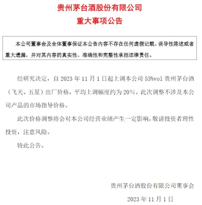 貴州茅臺公告截圖。