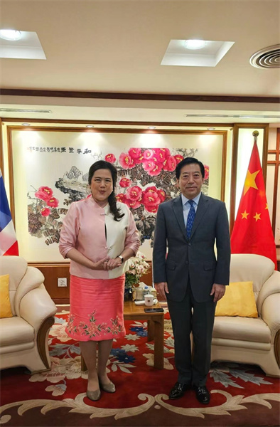 中國駐泰國大使會(huì)見泰國民聯(lián)廳候任廳長。中國駐泰國大使館供圖