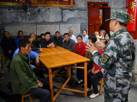 民兵學(xué)習(xí)宣講。受訪單位供圖