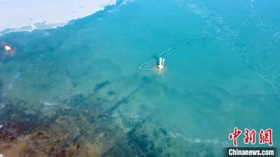 圖為冬日青海湖。　李江寧　攝