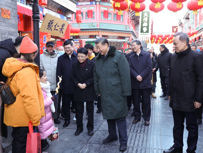 2024年2月1日，習近平總書記在天津古文化街考察。