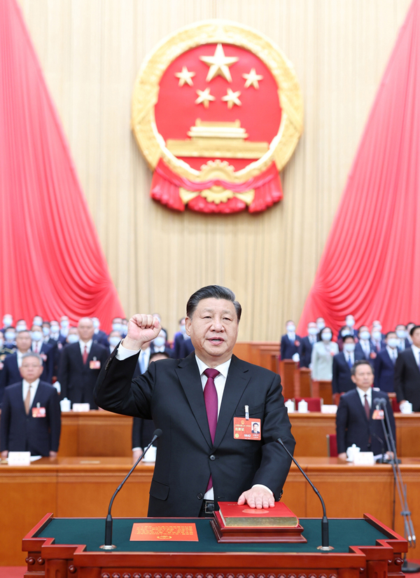 2023年3月10日，習(xí)近平進行憲法宣誓。