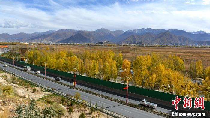 從拉薩北面看拉魯濕地和布達(dá)拉宮?！〗w波 攝