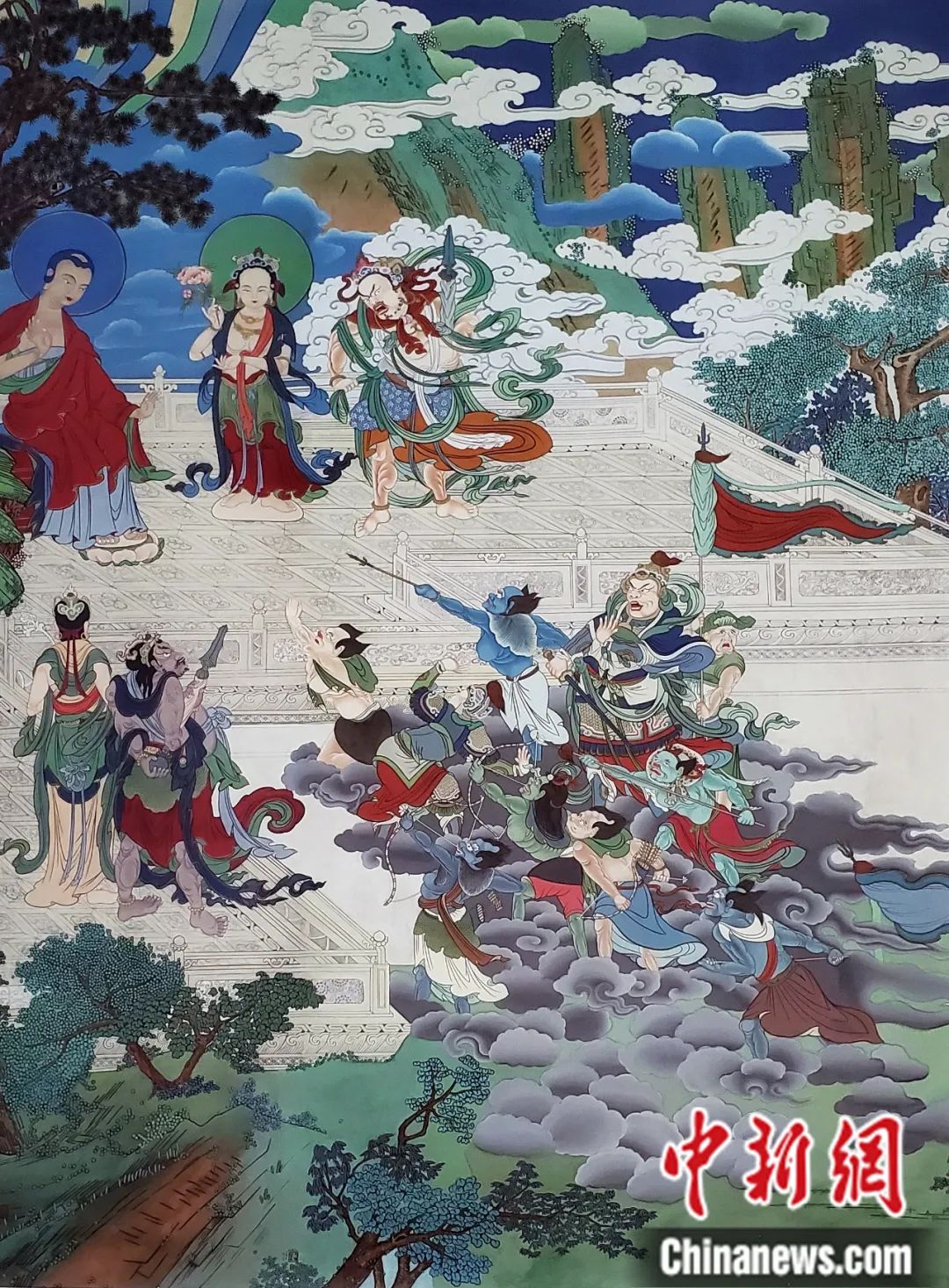 臨摹、補(bǔ)繪的青海瞿曇寺壁畫。受訪者 供圖