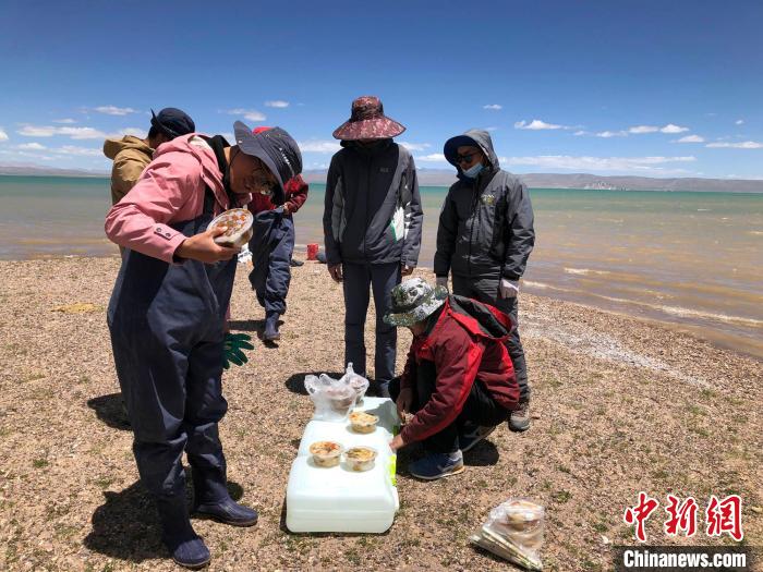 科考隊員在高原湖泊岸邊進餐?！?lt;a target='_blank' ><p  align=